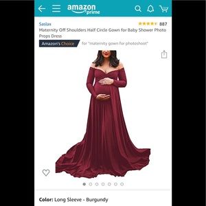 Burgundy Maternity Off Shoulders Half Circle Gown